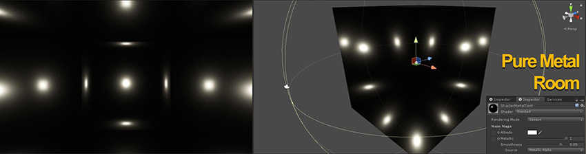 由全点光源覆盖的光滑金属空间的黑暗程度示例