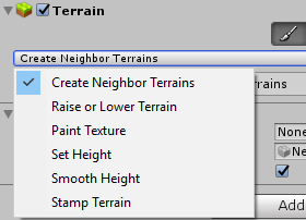 Create Neighbor Terrains tool in the Terrain Inspector