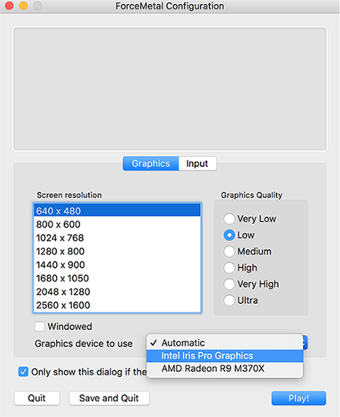 Changing target GPU on Standalone Player