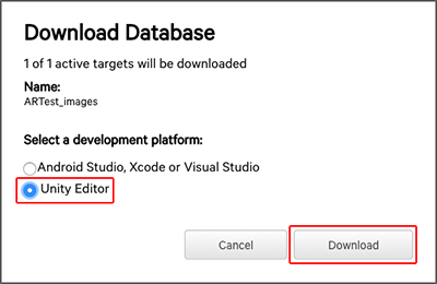 Downloading Database Unity package