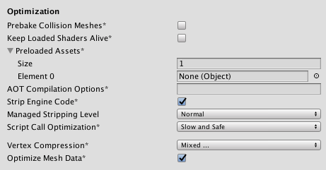 tvOS 平台的 Optimization 设置