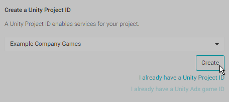 新建 Unity Services Project ID