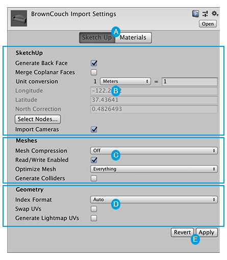 SketchUp Import Settings 窗口