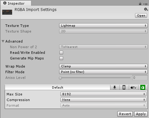 Texture Inspector 窗口 - Texture Type:Lightmap