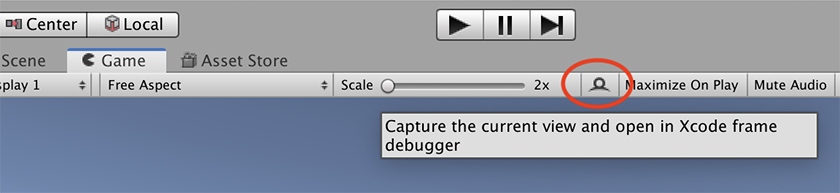 Unity 中的 XCode Capture 按钮