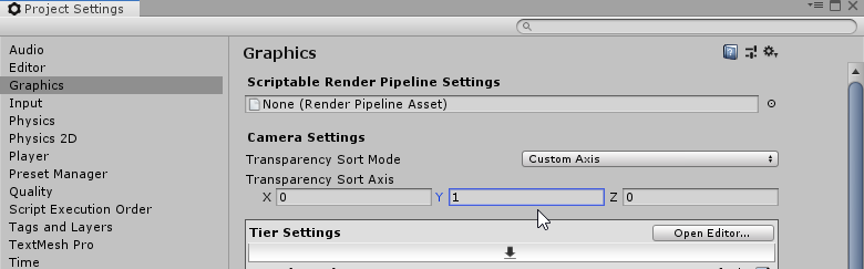 Transparency Sort Axis 设置