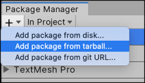 Add package from tarball 按钮