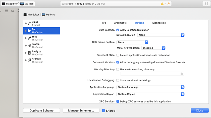 加载 Xcode 帧调试器