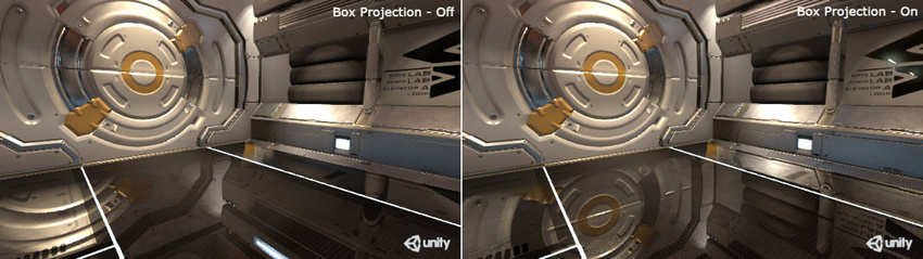 The parallax issue is fixed by using Box Projection option