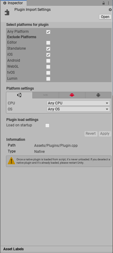 Plugin Inspector - Unity 手册