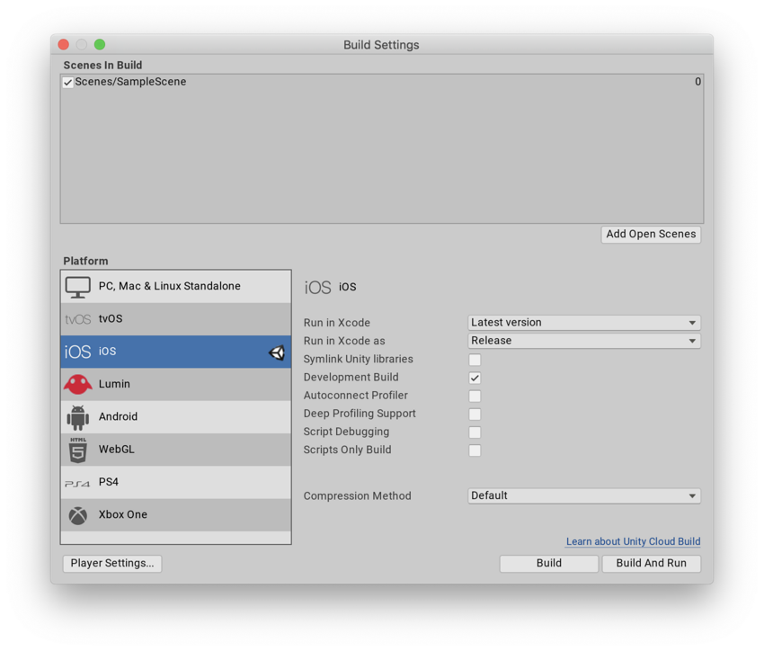 Unity 中的 iOS 构建设置 (Build Settings)