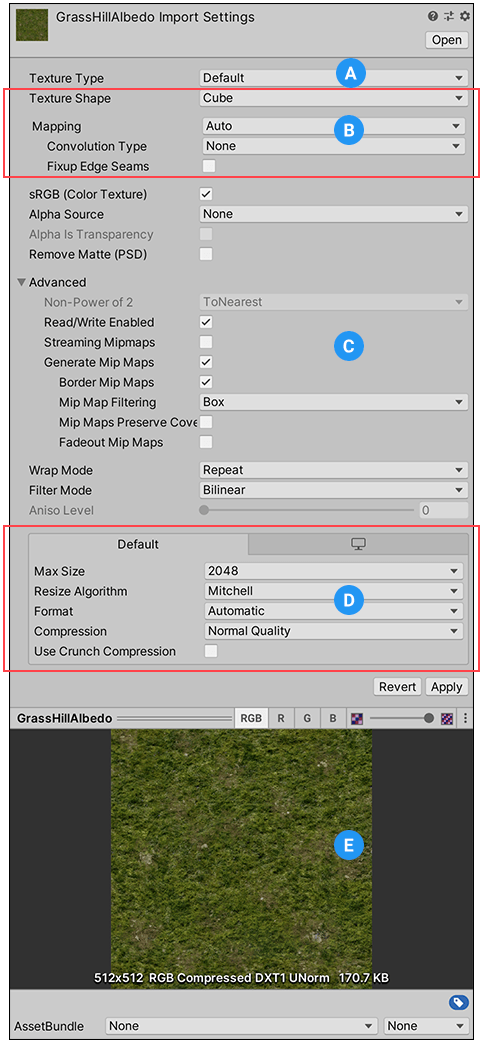 Texture Import Settings 窗口