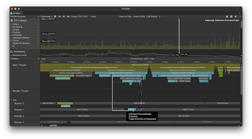启用了 Flow Events 并选择了样本的 Timeline CPU Profiler 视图。