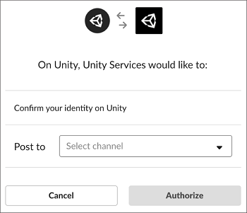 授权 Unity 连接到 Slack 服务器。