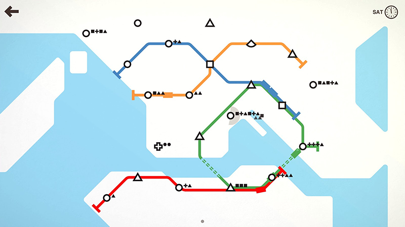 Mini Metro, a 2D game made with Unity with a minimalist art style