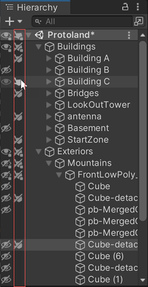 Every GameObject has a Scene pickability icon/toggle