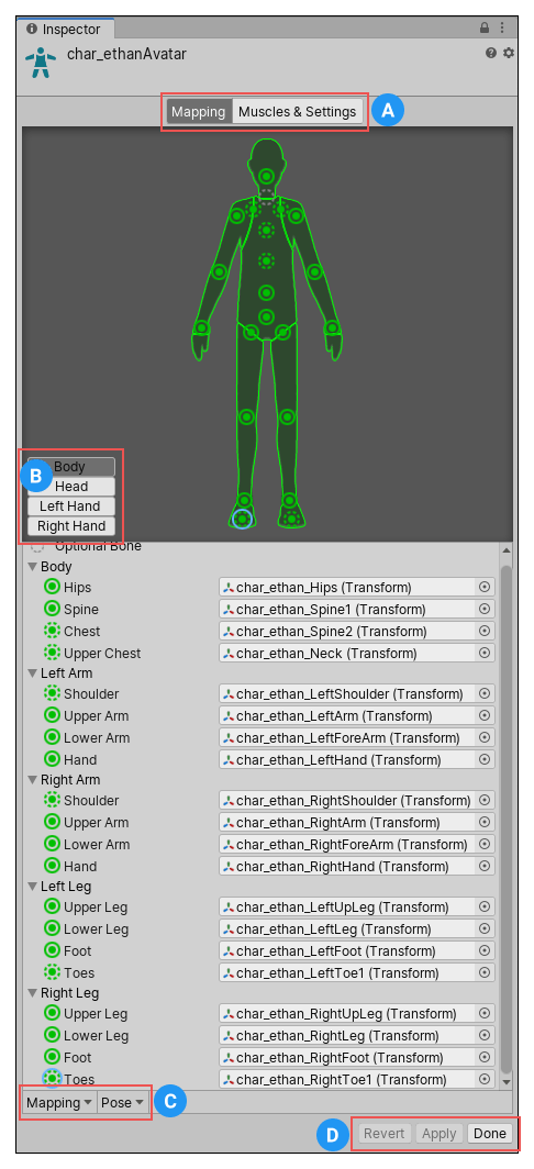 Avatar Mapping 选项卡- Unity 手册