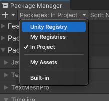 Change the scope to Unity Registry