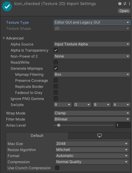Properties for the Editor GUI and Legacy GUI Texture Type
