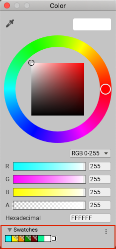 Unity 拾色器中的 Swatches 部分