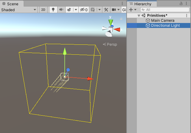 A light GameObject with an extra script applied which draws a cube gizmo around its position