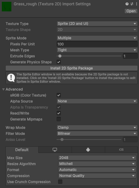 Properties for the Editor GUI and Legacy GUI Texture Type