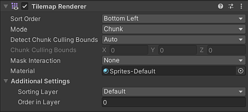 Tilemap Renderer component property settings.