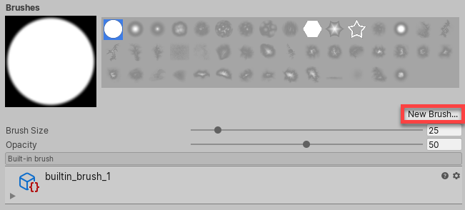 Terrain 检视面板中的 New Brush 按钮