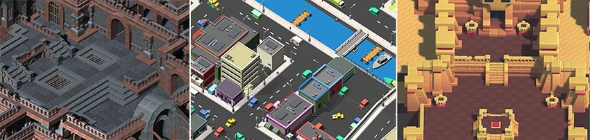 一些使用正交视图的 3D 游戏使用 Synty Studios 和 BITGEM