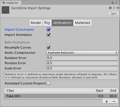 选中了导入约束 (Import Constraints) 选项的导入设置 (Import Settings) 窗口