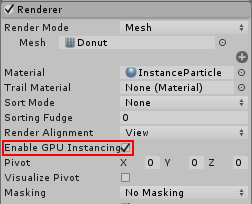 在渲染器 (Renderer) 模块中启用粒子系统 GPU 实例化的选项