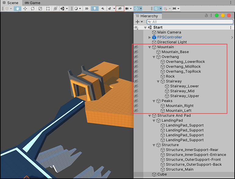 View Options Overlay 工具栏中的 Scene 可视性图标