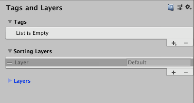 在定义任何自定义标签或图层之前的标签和层管理器 (Tags and Layers Manager)