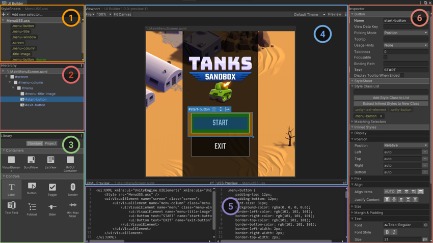 UI Builder is accessible from the Window/UI Toolkit/UI Builder menu.