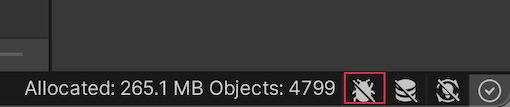 Unity 编辑器状态栏右下角的调试 (Debug) 按钮
