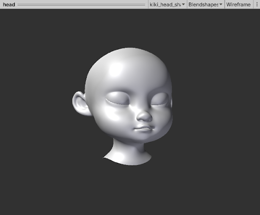 禁用了线框 (Wireframe) 设置的混合形状 (Blendshapes) 视图。