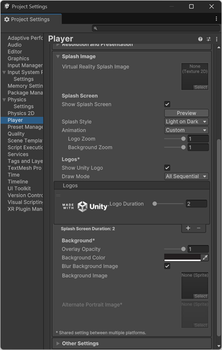Splash Image Player 设置窗口