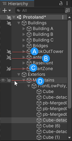 在 Scene 视图中绘制一个选择边界框时，Unity 仅选择可拾取项