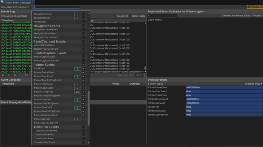 Event type filter