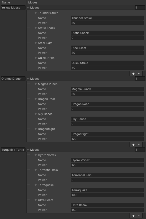 具有 Name 和 Moves 列的 MultiColumnListView