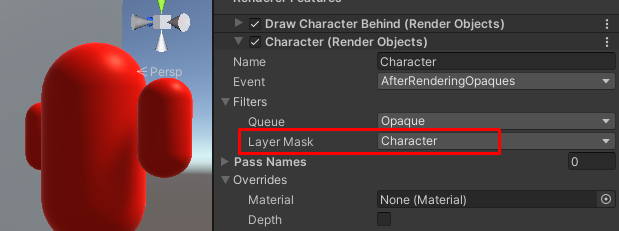 将 Layer Mask Filter 设置为 Character 层