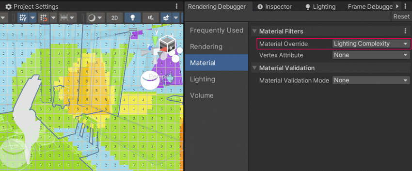 材质 (Material) > 材质过滤器 (Material Filters) > 材质覆盖 (Material Override) > 光照复杂度 (Lighting Complexity)