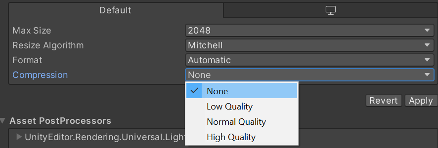 设置“无”压缩