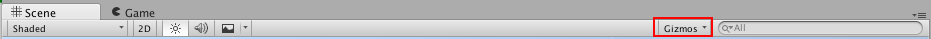 The Gizmos button in the Scene view