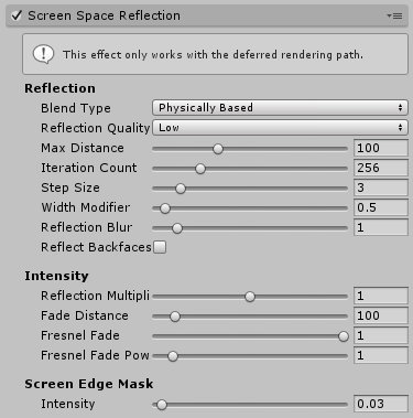 UI for Screen Space Reflection