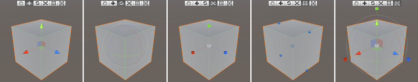 The Move, Scale, Rotate, Rect Transform and Transform Gizmos