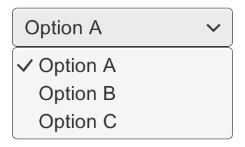 Un Dropdown con sus opciones de lista abiertas.