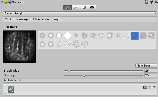 Smooth Height tool in the Terrain Inspector
