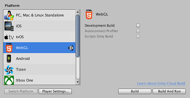 Unity webgl. WEBGL:settings.