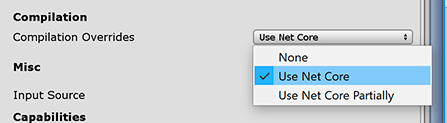 Compilation Overrides setting for the Universal Windows platform